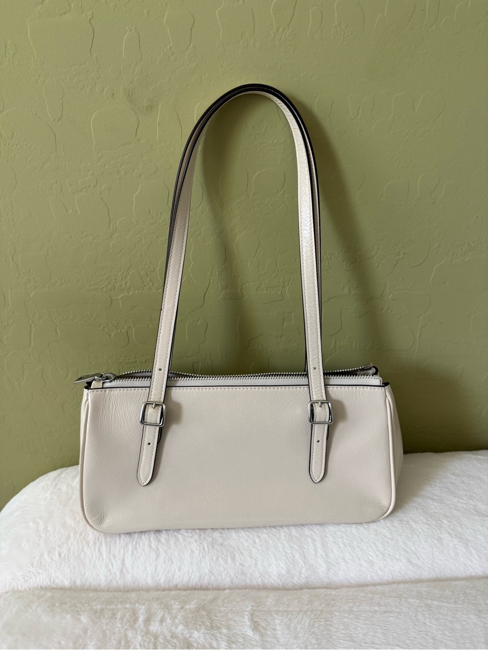 Coach Asher shoulder bag Cream Leather Double-Strap  with Silver Hardware - Picture 2 of 8